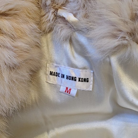 Women's Rabbit Fur Bomber Style Jacket Satin Lining Size Med - Picture 5 of 10